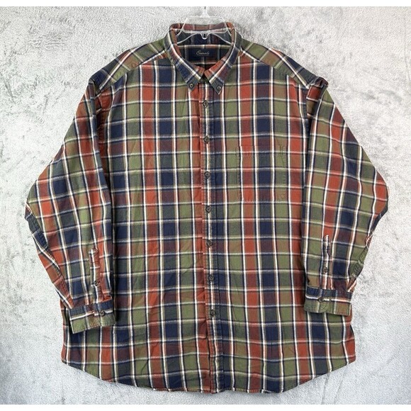 Roundtree & Yorke Casuals Flannel Plaid Long Sleeve Shirt Men's 4XL 4XLT Tall - Picture 1 of 8